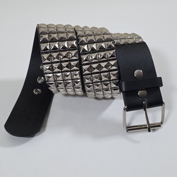 Unbranded Other - Studded Leather Belt Unisex Sz M Metal Buckle Studs Streetwear Indie Punk Rock